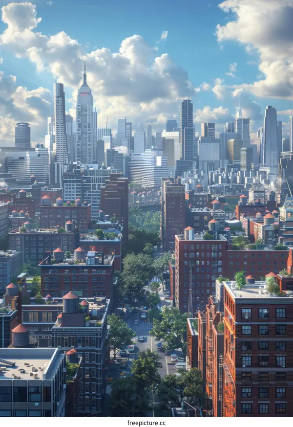 New York City Skyline with Slender Skyscrapers