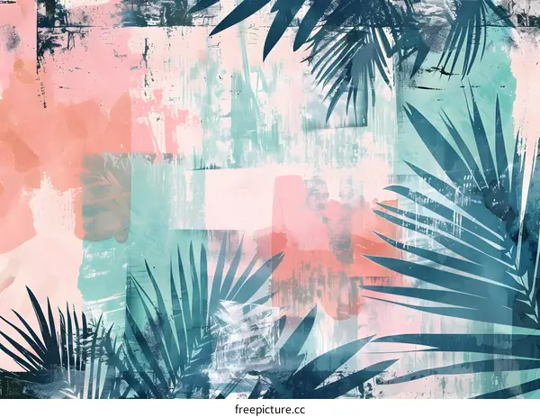 Abstract Tropical Watercolor Palm Leaf Background