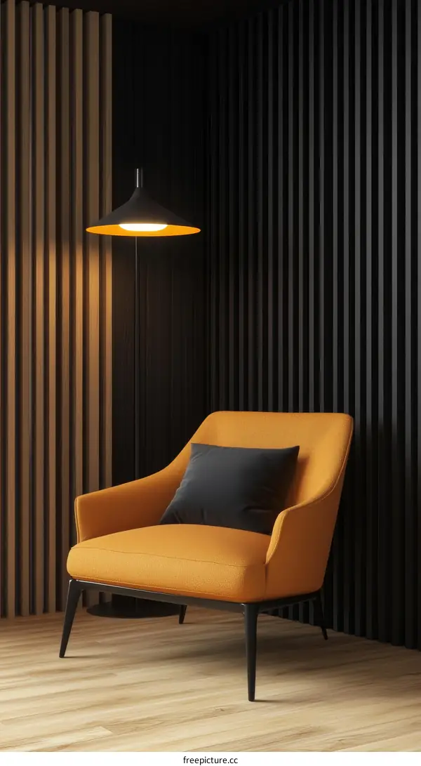 Modern Interior Design with Orange Armchair