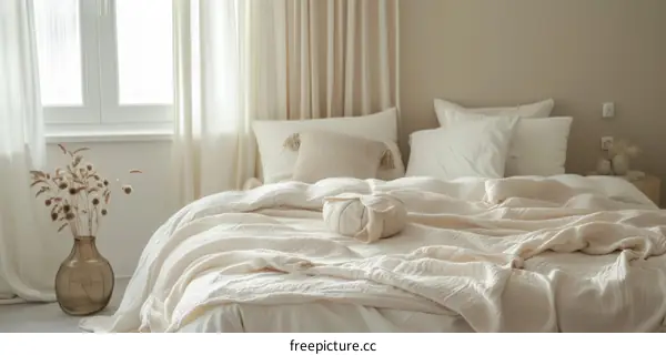 Neutral Bedroom with Large Windows