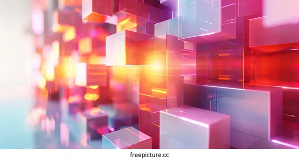 Pink and Purple Abstract 3D Cube Illustration