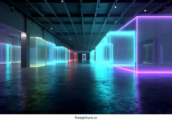 Neon Light Art in a Modern Industrial Space