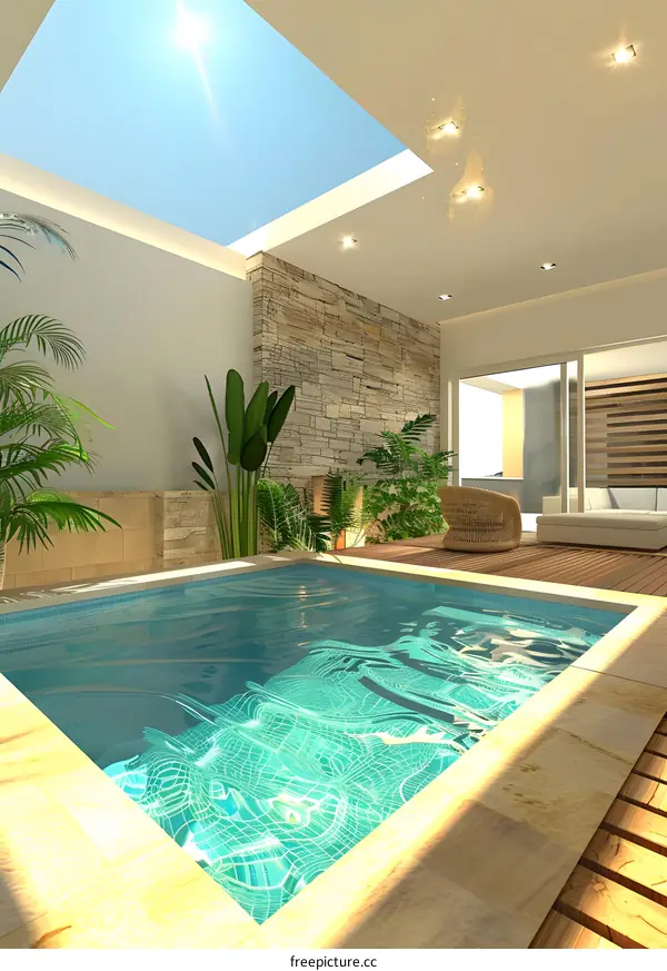 Modern Luxury Pool Design With Skylight