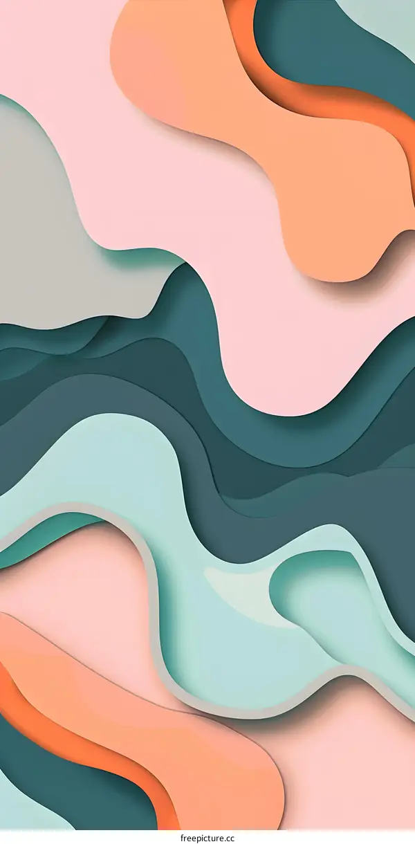 Abstract Paper Cut Background Design With Wavy Shapes