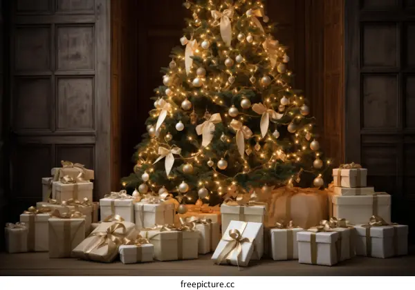 Christmas Tree Decorated with Presents