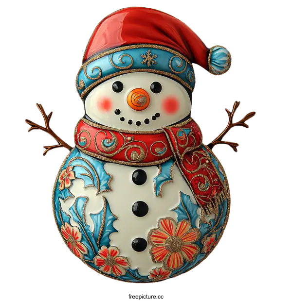 [Transparent Background PNG]Ornate Christmas Snowman Ornament
