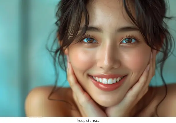 Portrait of a beautiful young Asian woman smiling