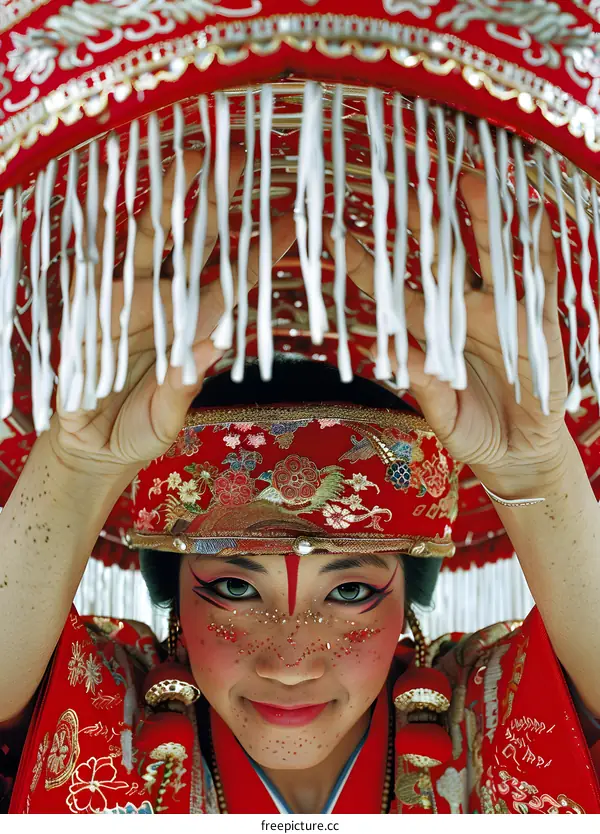 Chinese Opera Performer with Red Headdress