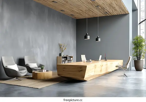 Modern Minimalist Wooden Reception Desk Design