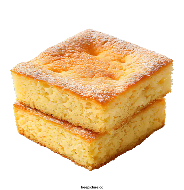 [Transparent Background PNG]Two slices of lemon cake on a white background
