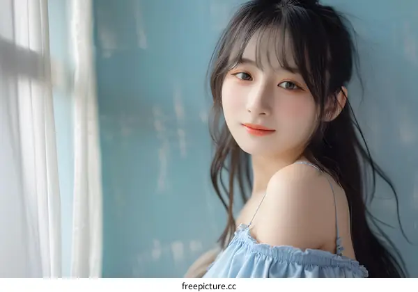 Beautiful Asian Woman With Long Black Hair