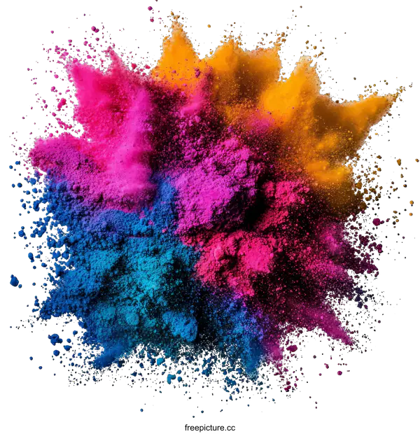 [Transparent Background PNG]Colorful Powder Explosion Abstract Background