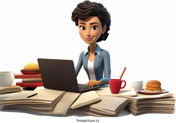A businesswoman working at her desk