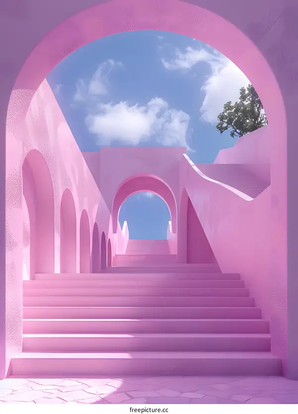 Pink Architectural Stairway to Heaven