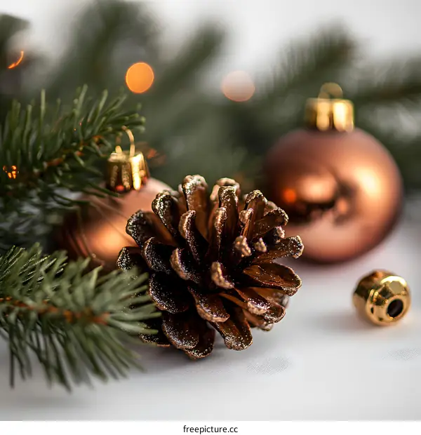 Christmas Decorations with Pine Cone and Ornaments