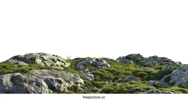 [Transparent Background PNG]Green Mossy Rocks Isolated on White Background