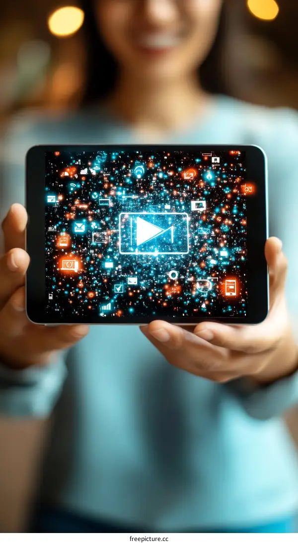 Digital Tablet Displaying Video Streaming Interface