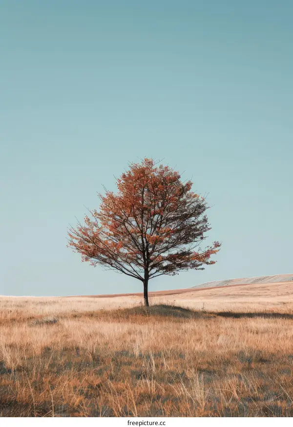 Lonely Tree in Autumn Field