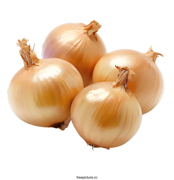 [Transparent Background PNG]Four Yellow Onions on White Background