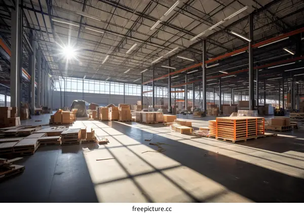Sunlight Streaming Through Warehouse Windows
