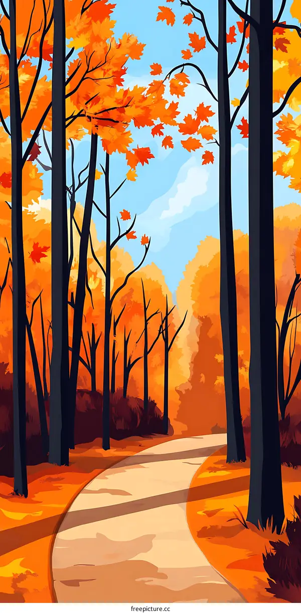 Autumn Forest Path Illustration
