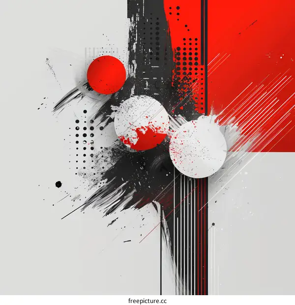 Black red and white abstract painting