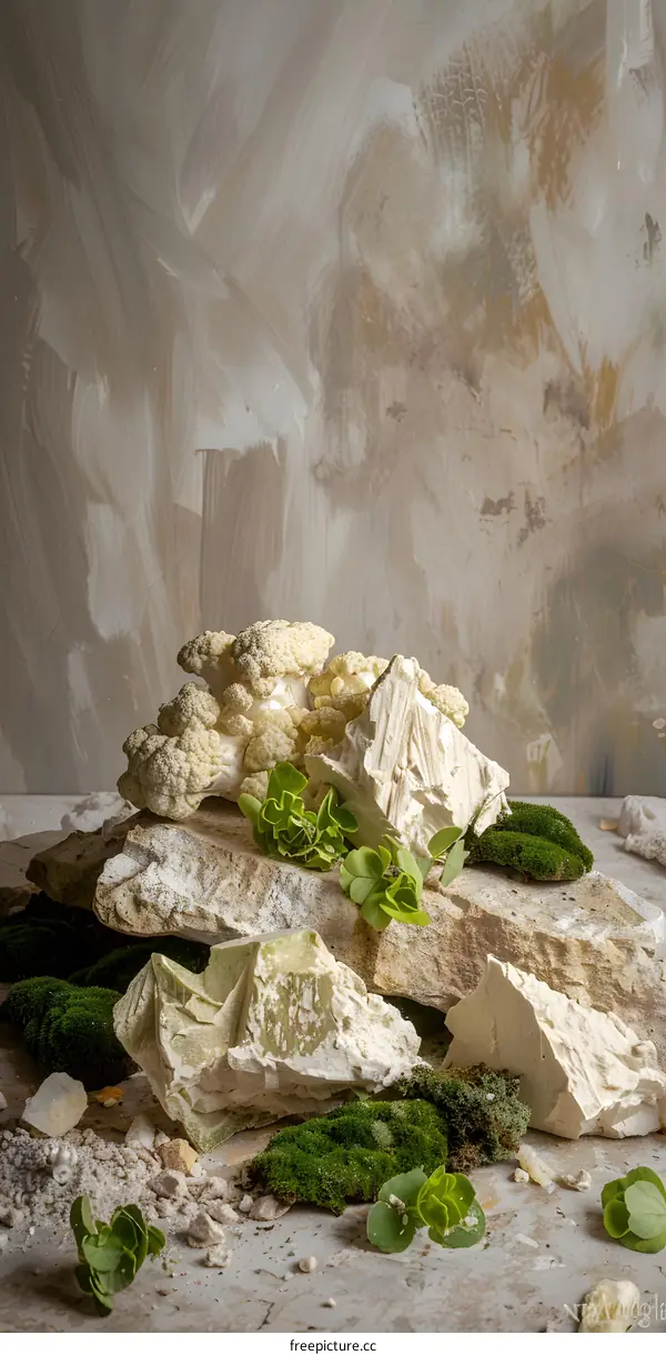 Cauliflower on Rocks and Moss