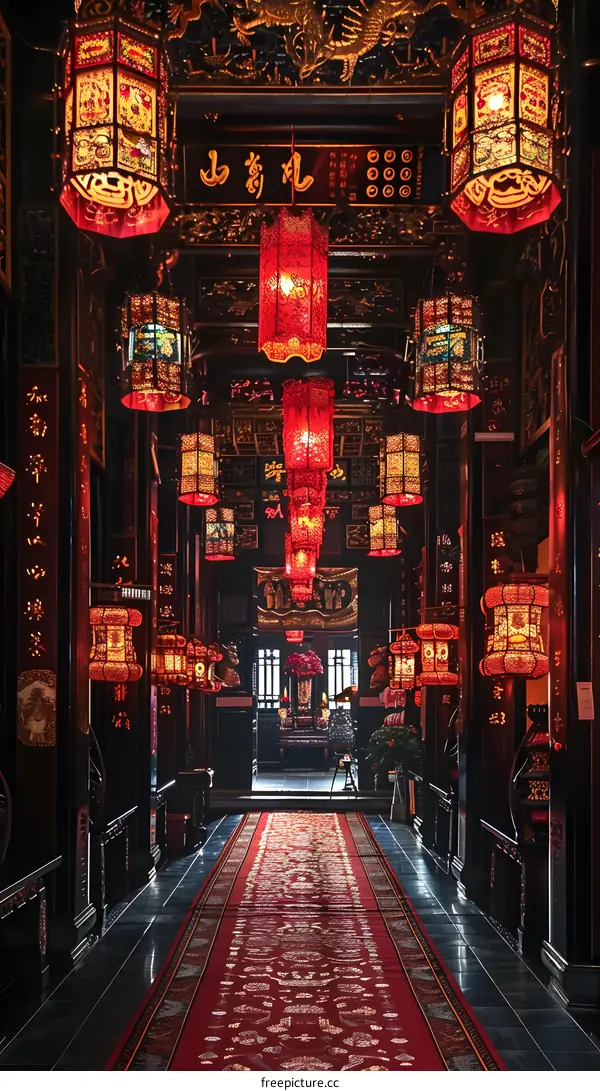 Chinese style architecture with red lanterns