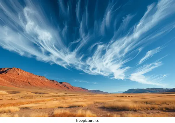 Cirrus Clouds in Arid Landscape
