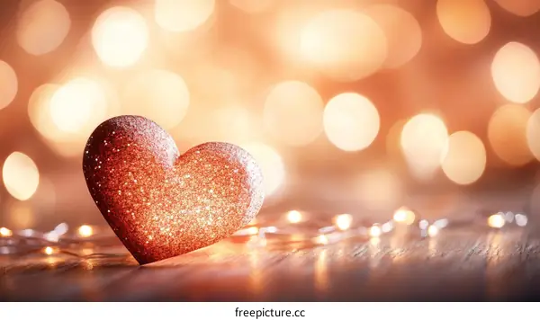 Romantic Heart with Warm Bokeh Lights
