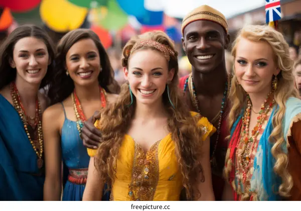 Multi-ethnic group of people at a festival