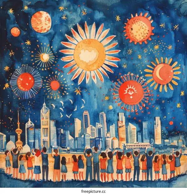 Fireworks Explode in Captivating Cityscape