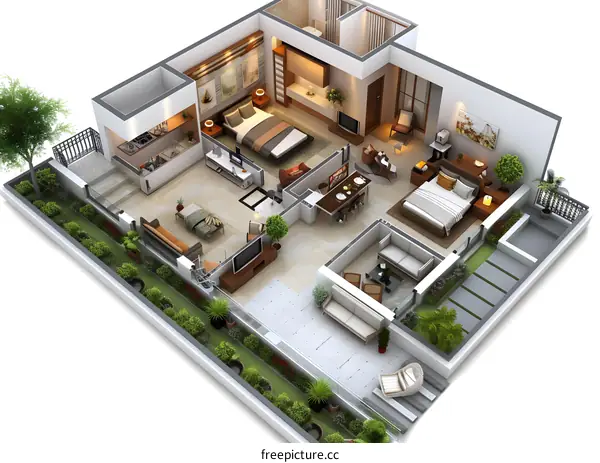 Modern Apartment 3D Floor Plan