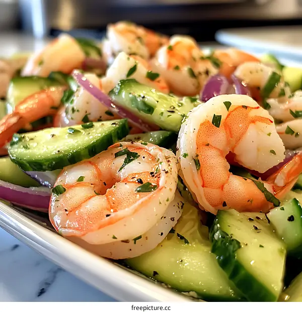 Delicious Shrimp and Cucumber Salad Dish