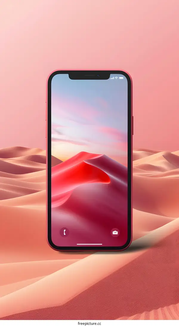 Pink iPhone in a Desert Landscape