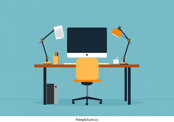 Modern Flat Design Illustration of a Workspace