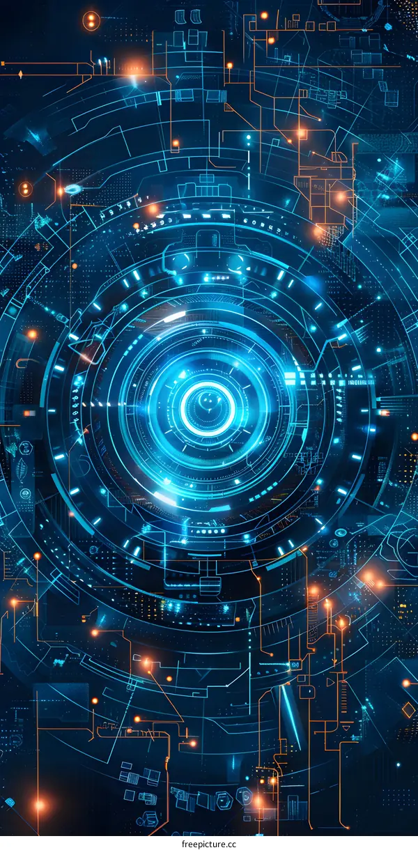 Blue and orange technology background