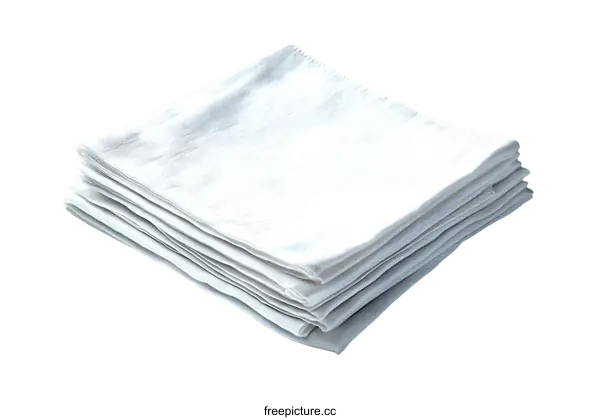 [Transparent Background PNG]Stack of White Linen Napkins