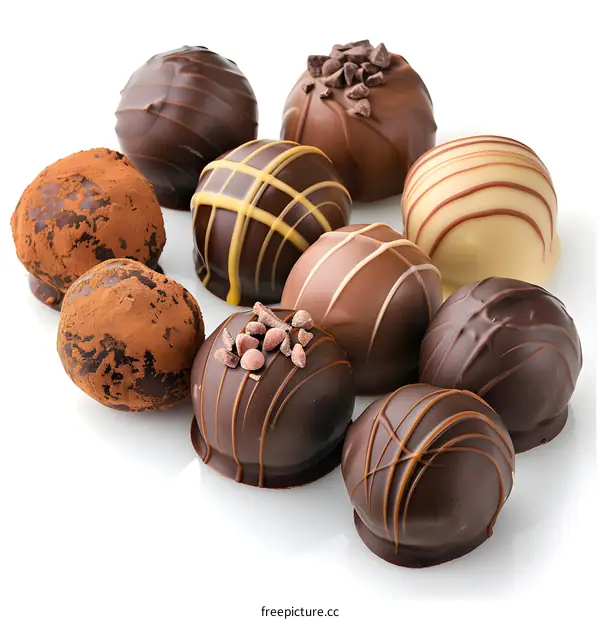 An assortment of delicious chocolate truffles