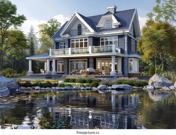 Elegant Country House Exterior Design Illustration