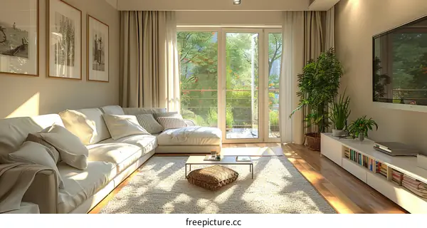 Bright and Airy Scandinavian Living Room with Plants