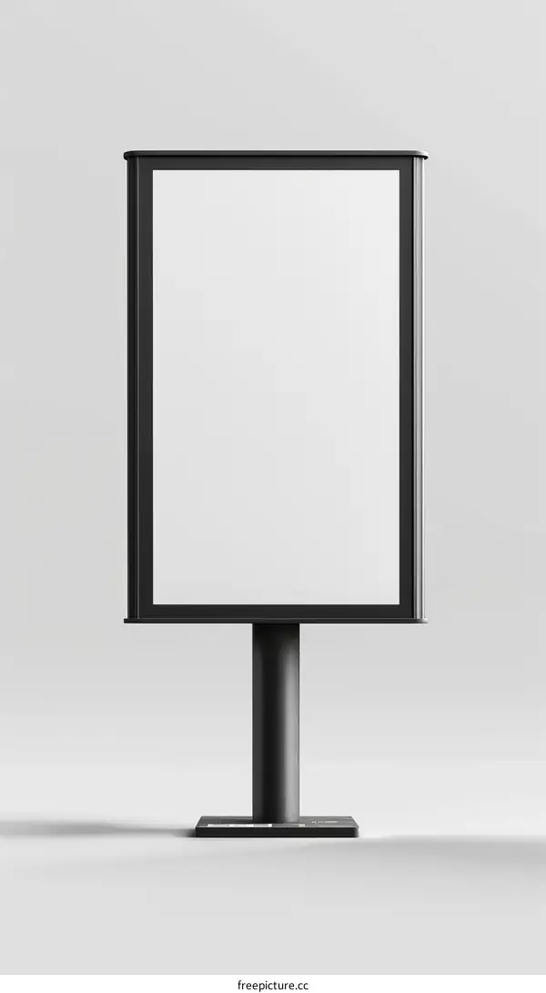 Black blank advertising billboard mockup isolated on white background 3d rendering