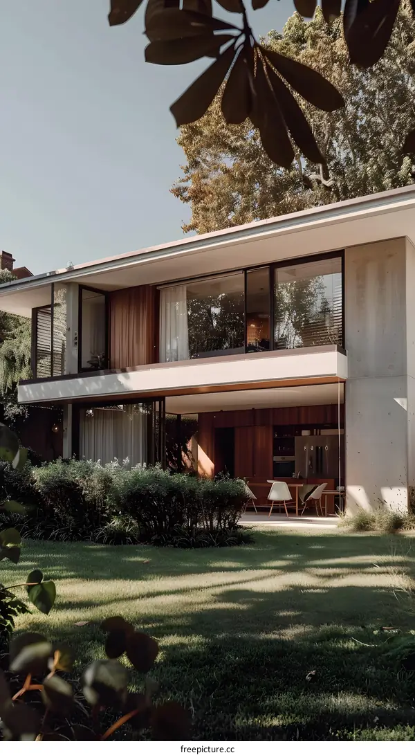Modern House Exterior With Green Lawn