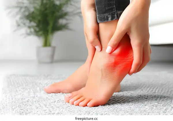Woman with Heel Pain and Medical Treatment
