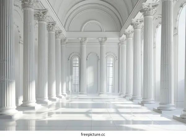 ornate white marble hallway with columns