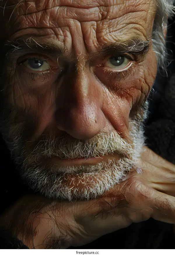 Close Up Portrait Of A Senior Man With Grey Beard