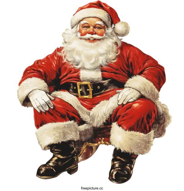 [Transparent Background PNG]Santa Claus Sitting Happy Christmas Image