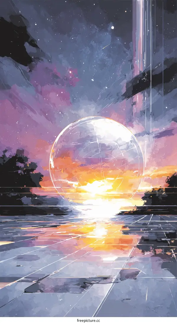 A Futuristic Sunset Through a Giant Orb