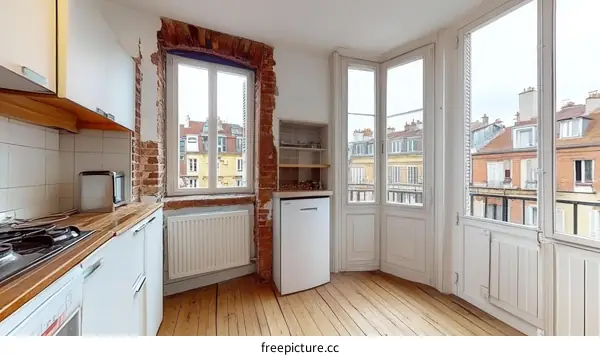 Cozy European Kitchen with City Views