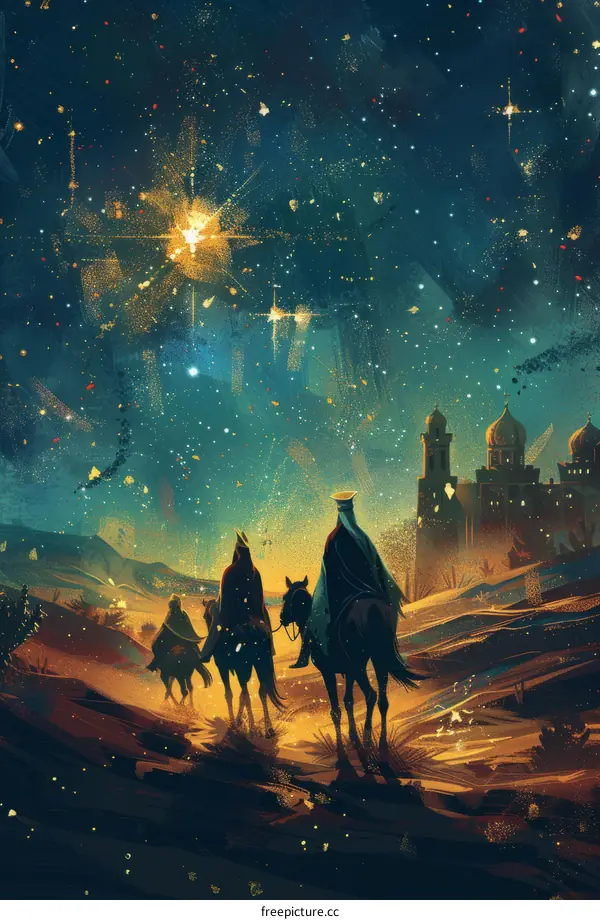Three Wise Men Journey to Bethlehem to See Baby Jesus